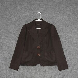 THE CAVE CASUAL WEAR Blazer Junior Size 7 Brown Two Button Front Pockets Classic